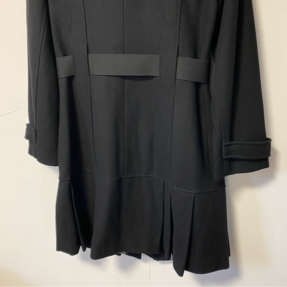 Calvin Klein Black Wool Coat Tailored Midi Trench Old Money Womens 10 Medium - Picture 12 of 14